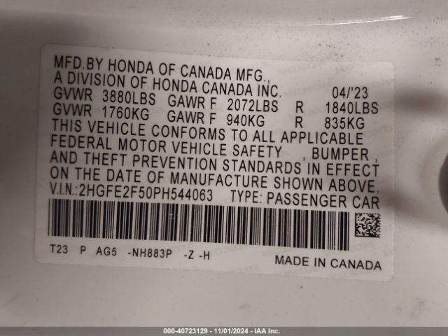 2023 HONDA CIVIC 2HGFE2F50PH544063 Photo 8