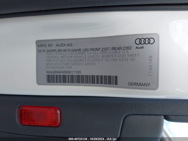 WAUGMAF45KN011193 Audi A4 40 Premium/40 Titanium Premium