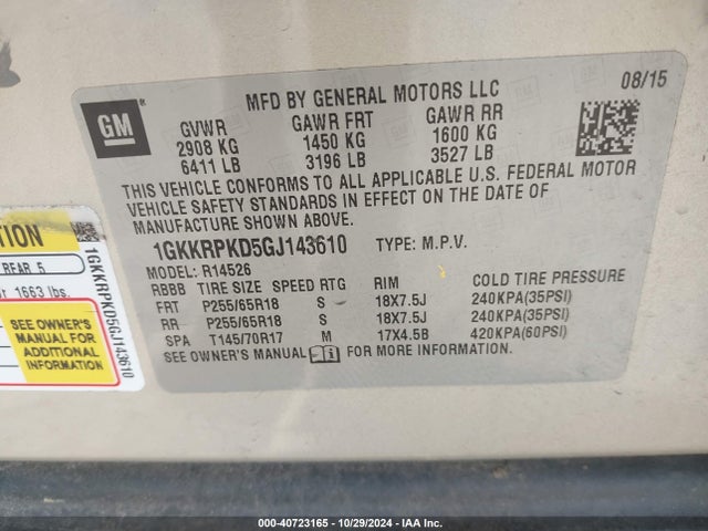 GMC Acadia Sle-2 2016 1GKKRPKD5GJ143610 Image 9