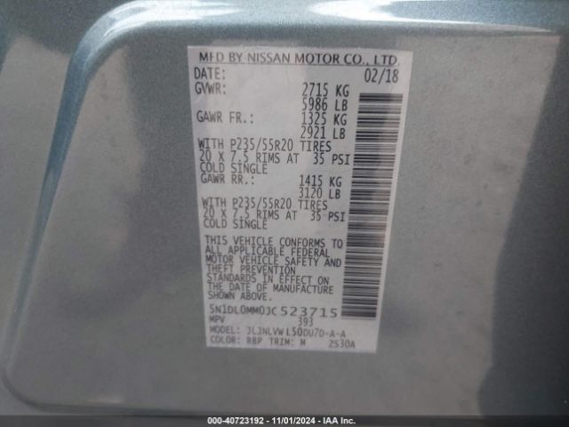 5N1DL0MM0JC523715 Infiniti QX60