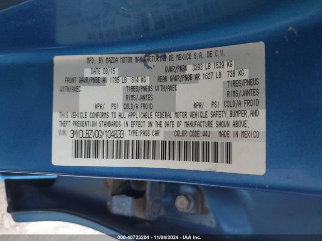 3MYDLBZV0GY104833 Scion IA