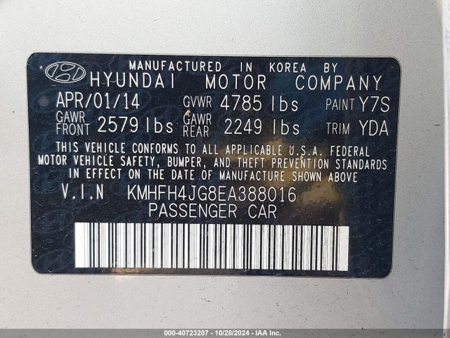 Hyundai Azera Limited 2014 KMHFH4JG8EA388016 Image 9