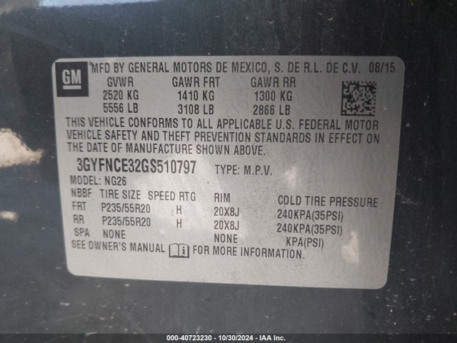3GYFNCE32GS510797 Cadillac Srx Performance Collection