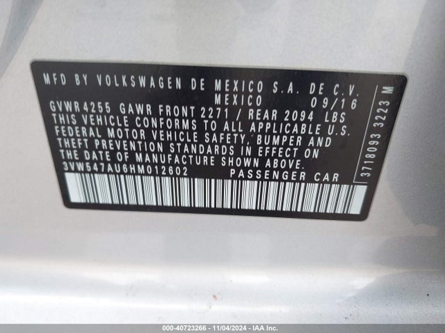 3VW547AU6HM012602 Volkswagen Golf GTI