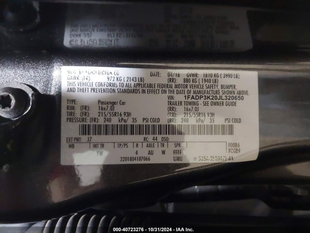 Ford FOCUS SE 2018 1FADP3K20JL320650 Image 9