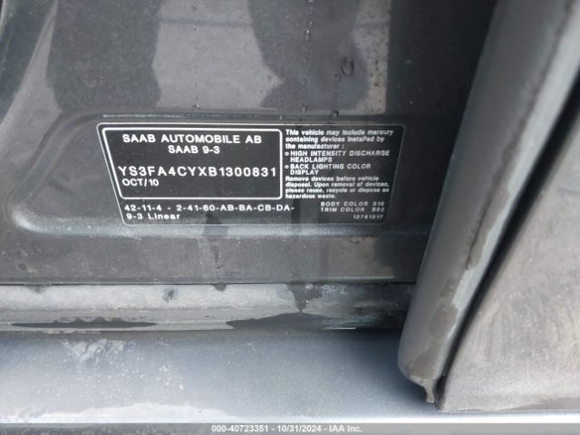 2011 SAAB 9-3 YS3FA4CYXB1300831 Photo 8