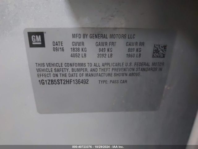 1G1ZB5ST2HF136492 Chevrolet MALIBU LS