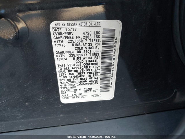 Nissan ROGUE SV 2018 JN8AT2MV0JW305045 Image 9