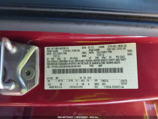 1FMCU9G93GUA35141 Ford ESCAPE SE