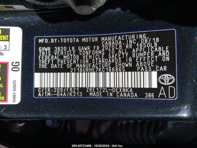 Toyota COROLLA LE 2019 2T1BURHE7KC166865 Image 9