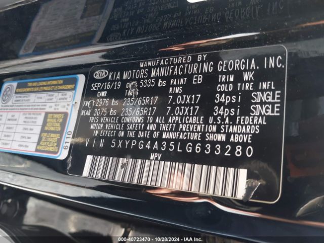 5XYPG4A35LG633280 KIA Sorento 2.4l L