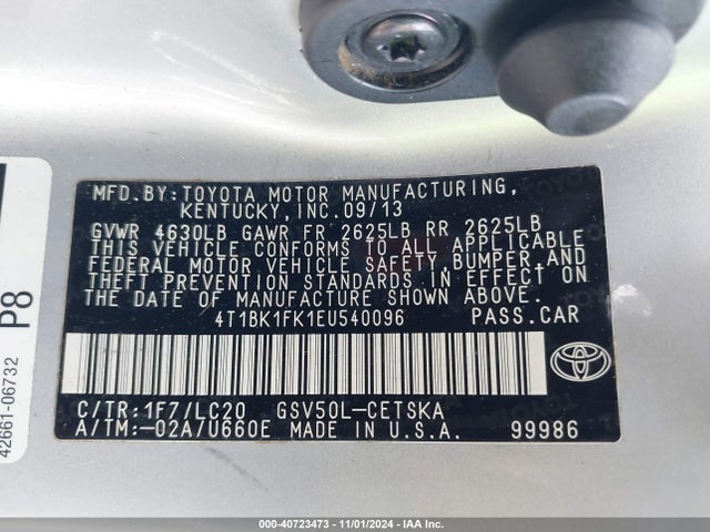 4T1BK1FK1EU540096 Toyota Camry Se V6