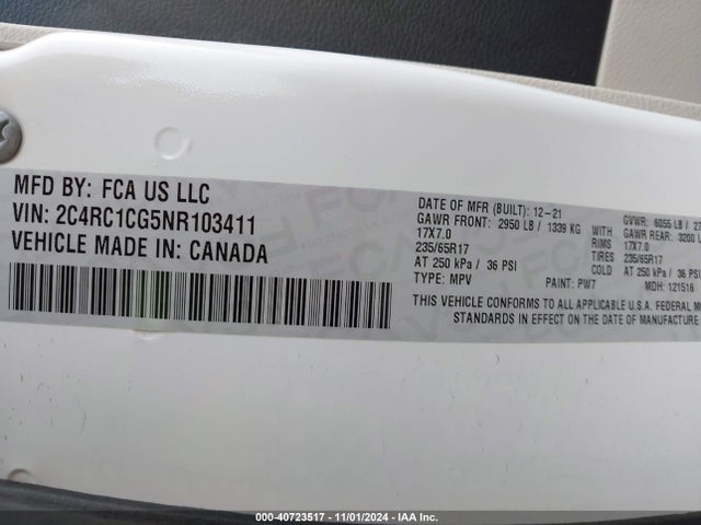 2C4RC1CG5NR103411 Chrysler Voyager Lx