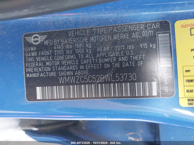 2011 MINI COOPER S COUNTRYMAN WMWZC5C52BWL53730 Photo 8