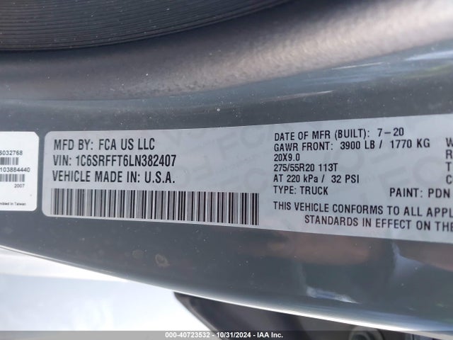 1C6SRFFT6LN382407 RAM 1500 Lone Star  4x4 5'7 Box