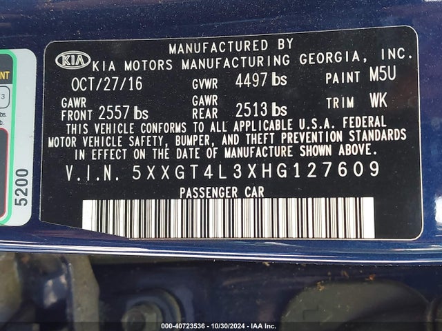 KIA Optima Lx 2017 5XXGT4L3XHG127609 Image 9