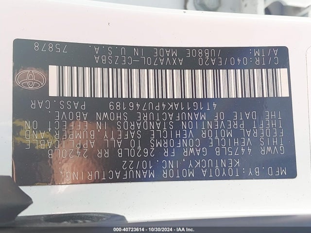 4T1G11AK4PU746189 Toyota CAMRY SE