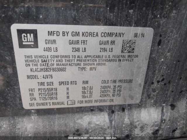 KL4CJHSB2FB030602 Buick Encore Premium