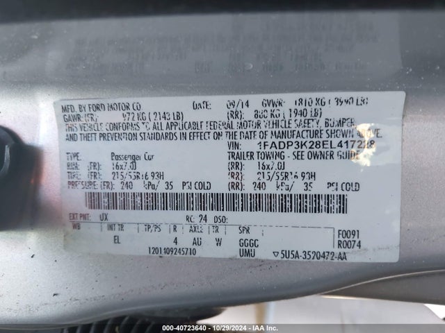 Ford FOCUS SE 2014 1FADP3K28EL417228 Image 9