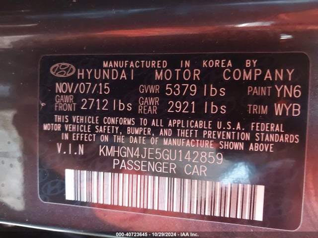 Hyundai Genesis 3.8 2016 KMHGN4JE5GU142859 Image 9