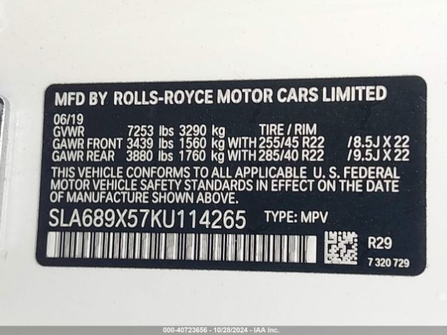 SLA689X57KU114265 Rolls-Royce Cullinan