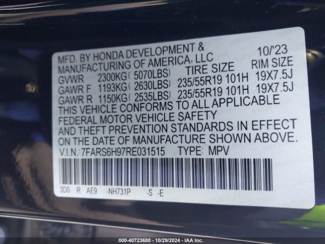 7FARS6H97RE031515 Honda Cr-v Hybrid Sport Touring
