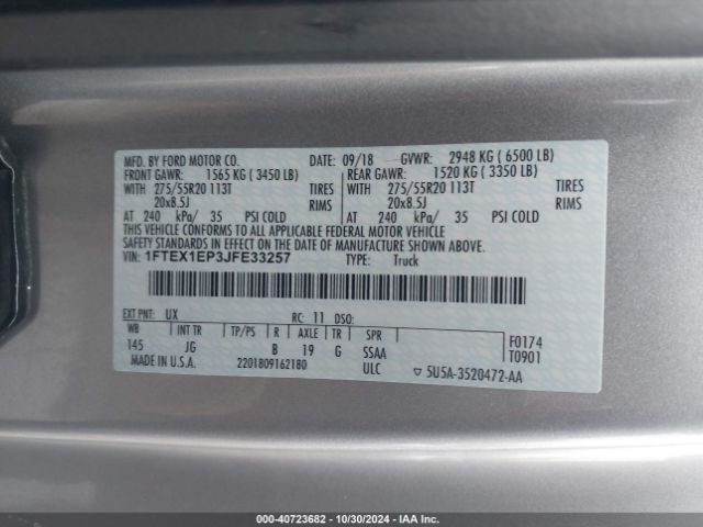 1FTEX1EP3JFE33257 Ford F-150 Xl