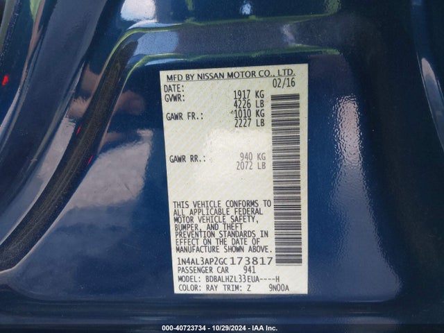Nissan Altima 2.5 Sr 2016 1N4AL3AP2GC173817 Image 9