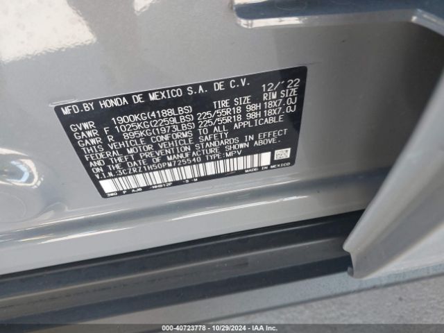 3CZRZ1H50PM725540 Honda Hr-v 2wd Sport