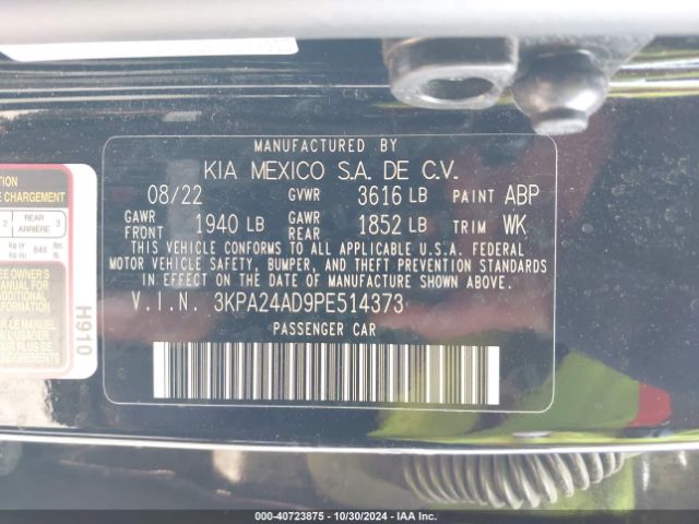3KPA24AD9PE514373 KIA RIO S
