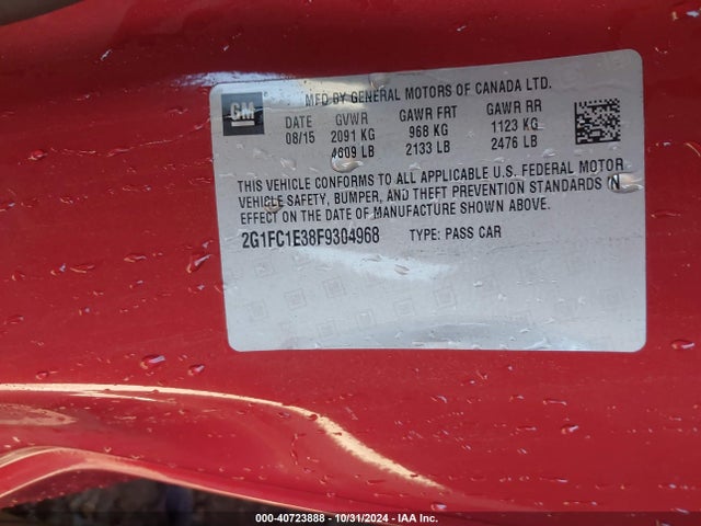 Chevrolet Camaro 1lt 2015 2G1FC1E38F9304968 Image 9
