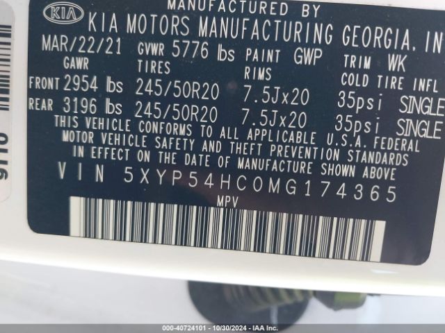 5XYP54HC0MG174365 KIA Telluride Sx