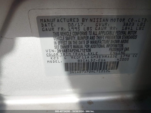 Nissan SENTRA SV 2017 3N1AB7AP2HL712126 Image 9