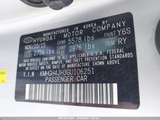 KMHGH4JH3GU106251 Hyundai Equus Signature