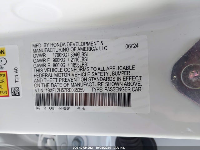 Honda Civic Lx 2024 19XFL2H57RE035359 Image 9