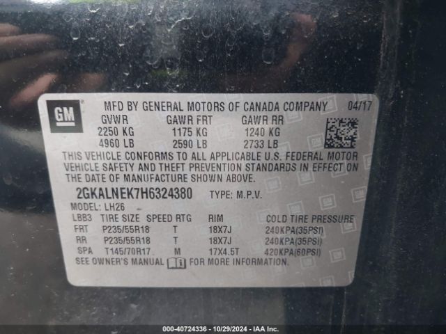 2GKALNEK7H6324380 GMC Terrain Sle-2