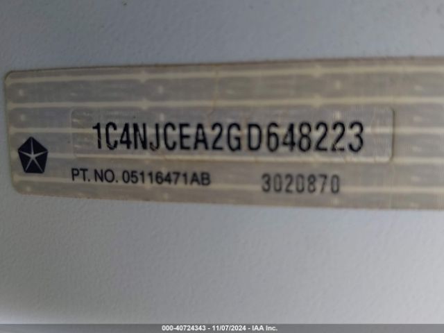 1C4NJCEA2GD648223 Jeep Compass Latitude