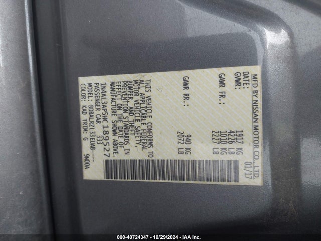Nissan Altima 2.5 Sl 2017 1N4AL3AP5HC189527 Image 9