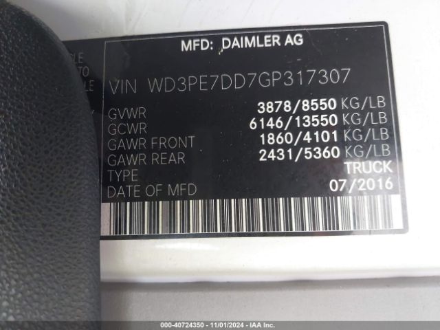 WD3PE7DD7GP317307 Mercedes-Benz Sprinter 2500 Normal Roof