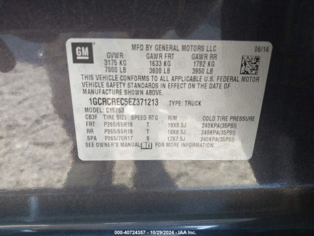 1GCRCREC5EZ371213 Chevrolet Silverado 1500 1lt