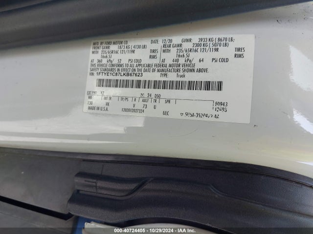 Ford Transit-150 Cargo Van 2020 1FTYE1C87LKB67623 Image 9
