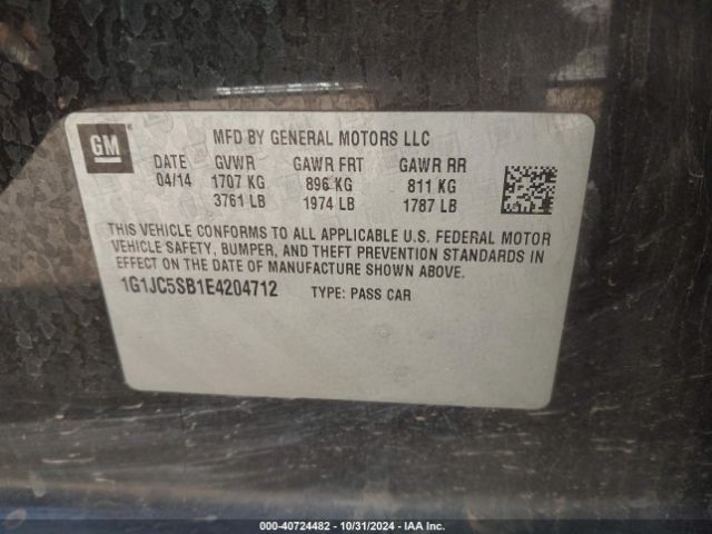 1G1JC5SB1E4204712 Chevrolet Sonic Lt Auto