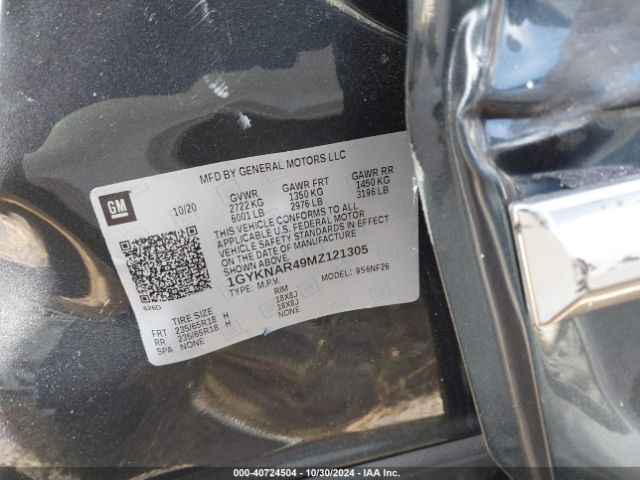 1GYKNAR49MZ121305 Cadillac Xt5 Fwd Luxury
