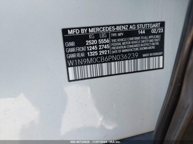 W1N9M0CB6PN036239 Mercedes-Benz Eqb 250 Suv