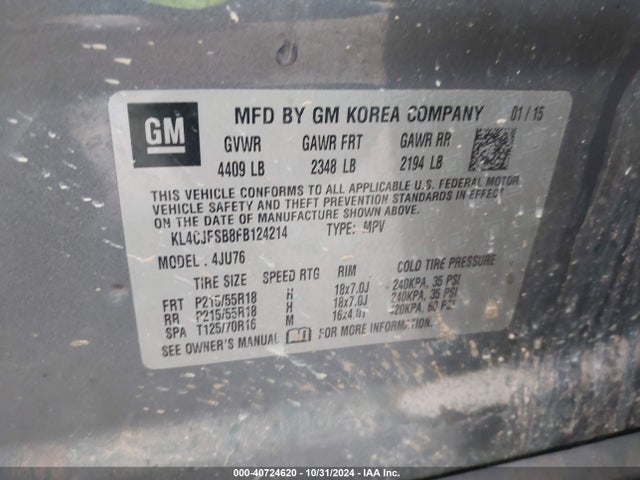 KL4CJFSB8FB124214 Buick Encore Convenience
