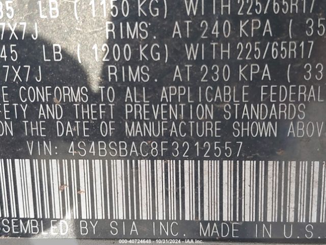 4S4BSBAC8F3212557 Subaru Outback 2.5i