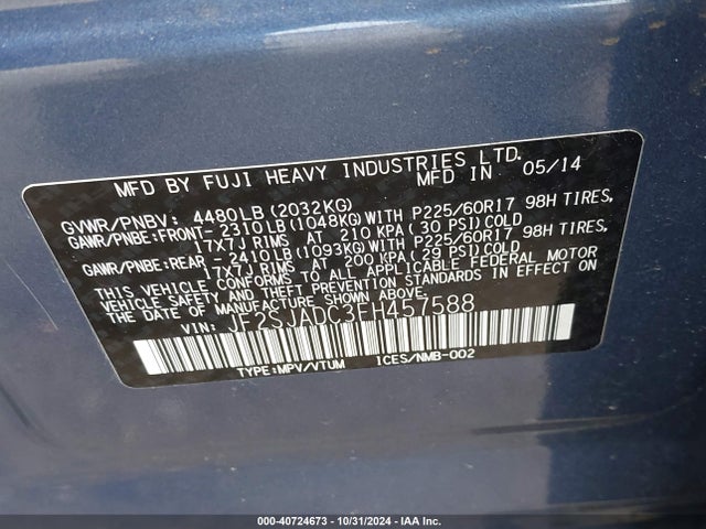 Subaru Forester 2.5i Premium 2015 JF2SJADC3FH457588 Image 9