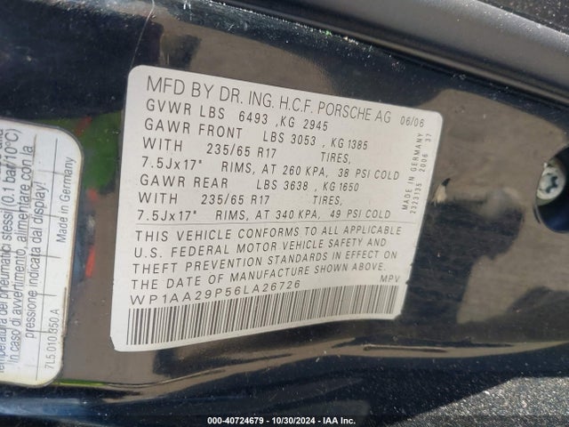 2006 PORSCHE CAYENNE WP1AA29P56LA26726 Photo 8