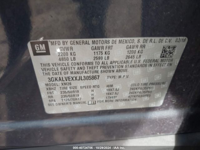 3GKALVEXXJL305867 GMC Terrain Slt