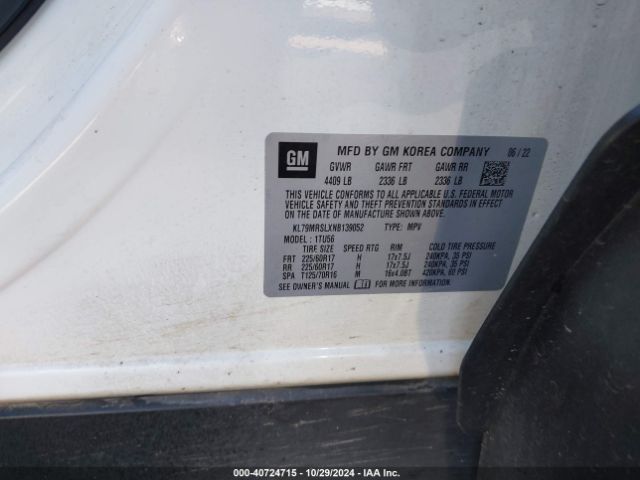 KL79MRSLXNB139052 Chevrolet Trailblazer Awd Lt